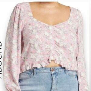 Abound Cropped Floral Print Top sz M NWT